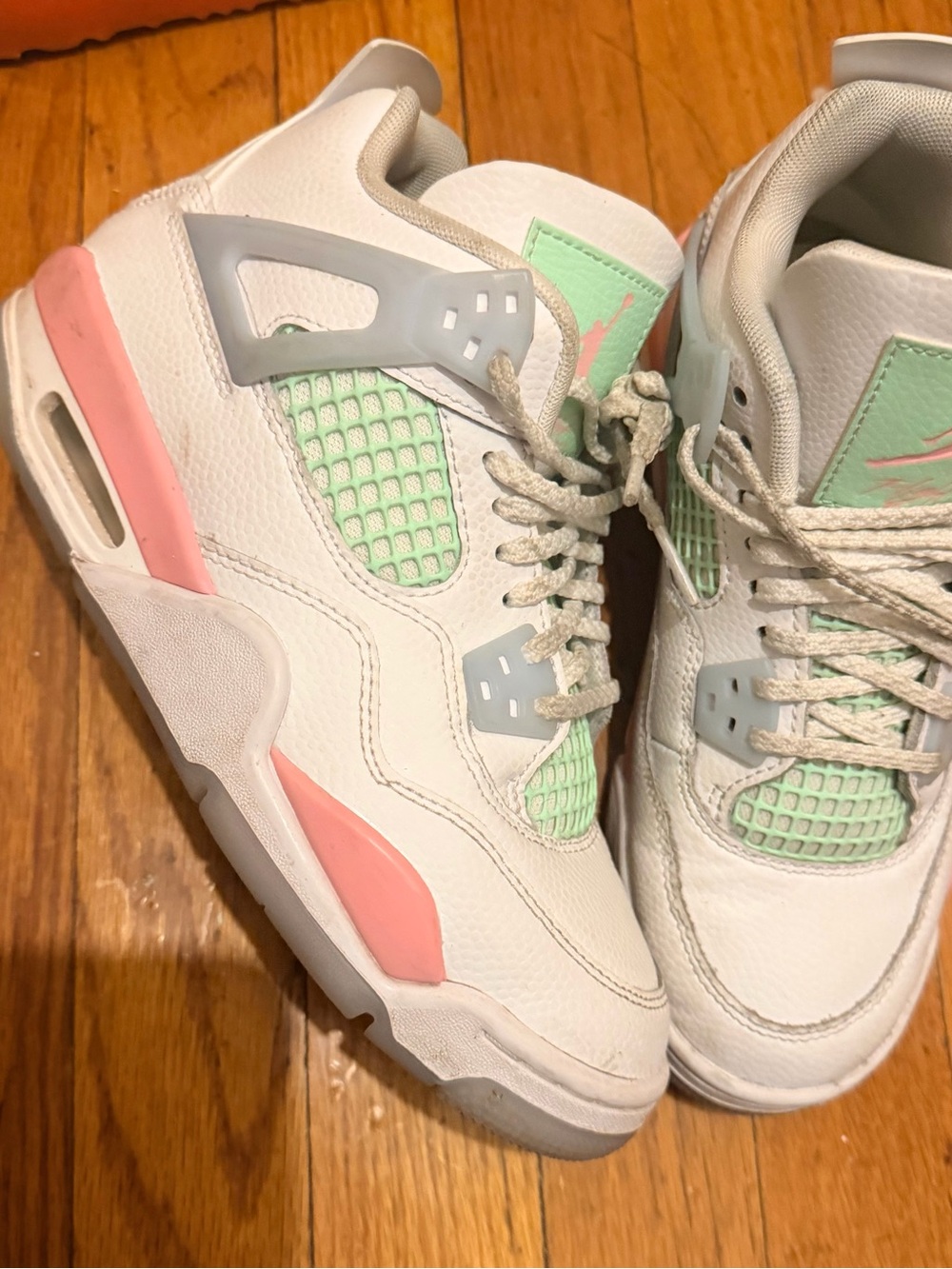 Women's White Sneakers with Mint and Pink Accents